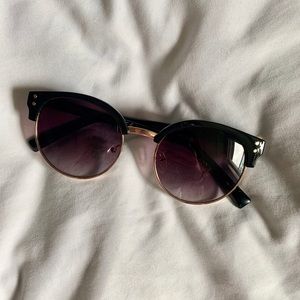 Black and gold sunglasses w purple gradient lenses
